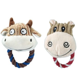 Juguete de Peluche para Perros, Diseño de Vaca y Caballo de Dibujos Animados, con Asa de Cuerda, para Combatir el Aburrimiento, Uso en Interiores - Product Image 1