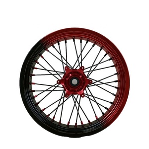 Jeu de roues à rayons Supermoto 16"/17" rouge/noir, jantes en aluminium CNC pour <span class=keywords><strong>KTM</strong></span>/Husqvarna EXC/SXF/TE/FE Motard <span class=keywords><strong>Racing</strong></span> - Product Image 2