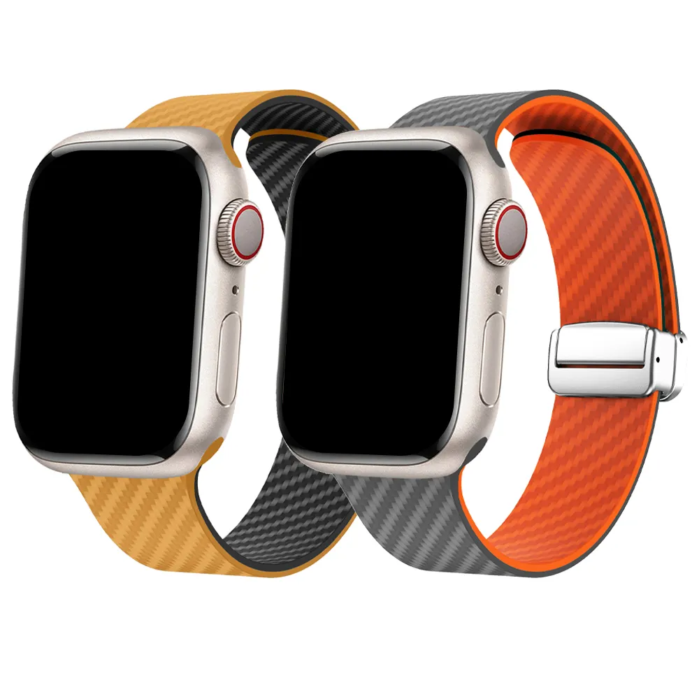 Cinturino in fibra di carbonio di lusso personalizzato Eraysun 49/45/44/42mm fibbia magnetica fibra di carbonio Texture i Watch Band per Apple Watch