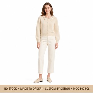 <span class=keywords><strong>Cardigan</strong></span> OEM ODM Personalizzato con Colletto Peter Pan in Pizzo, Chiusura Monopetto, Maniche Lunghe, Design e Stampa Personalizzati su Ordinazione - Product Image 2