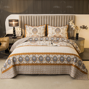 Bohemian Queen Size Quilt <strong>Comforter</strong> <strong>Sets</strong> 3 Pieces Printed Coverlet with Pillowcase Lightweight Bedspread <strong>Set</strong> for All Seasons - Product Image 1