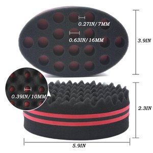 Éponge magique double face ovale à logo personnalisé pour hommes noirs, pour coiffures ondulées et torsadées - Product Image 2