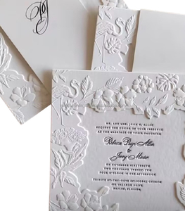 Invitation de mariage personnalisée en 3D avec impression en relief à l'aveugle Produit d'impression en papier et carton de qualité supérieure - Product Image 1