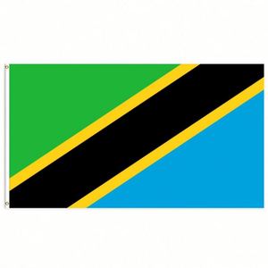 3x5Ft Tanzania <b>Flag</b> Polyester With Two Brass Grommets Single Layer Hanging Outdoor and Indoor Deco - Product Image 1