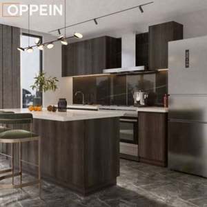 Gabinete de Cocina de Madera de Cerezo Macizo de Diseño Moderno Oppein con Fregadero y Grifo para Uso en Cocinas de Ghana - Product Image 6