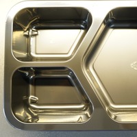 Barquettes alimentaires CPET noires de qualité supérieure pour compagnies aériennes, résistantes aux hautes et basses températures, micro-ondables, recyclables, boîtes repas jetables sous blister