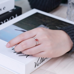 Anillo de Compromiso de Lujo Personalizado en Oro Blanco de 18K con Zafiro Naranja Corte Pera, para Boda, Aniversario, San Valentín, Chapado en Rodio - Product Image 2