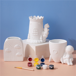 Nuovo arrivo cute lion bear ceramic art and craft kids edicational diy drawing painting kit toys - Product Image 6