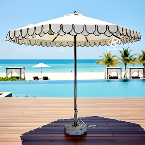 Sombrilla Comercial para Exteriores con Franjas Rosas y Blancas, <span class=keywords><strong>Parasol</strong></span> de Playa con Flecos, Sombrillas para <span class=keywords><strong>Terraza</strong></span> Exterior, <span class=keywords><strong>Parasol</strong></span> para Bodas - Product Image 2