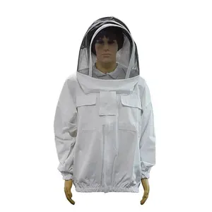แจ็กเก็ตคนเลี้ยงผึ้งผ้าฝ้ายพร้อมฮู้ดผ้าคลุมหน้าแบบระบายอากาศได้พรีเมี่ยม