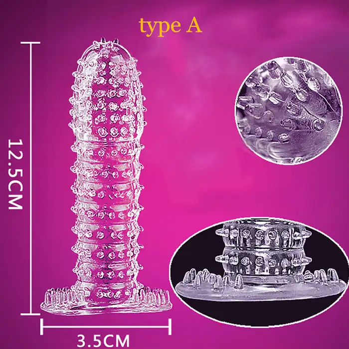 Silikon prezervatif Penis erkek seksi toplu yeniden genişletici kollu kristal silikon G Spot başak satın prezervatif