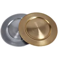 Bulk luxury Custom Wholesale Plastic Silver Gold Charger Plates for Dining Wedding Dinner Plates