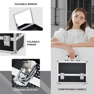 Estuche <span class=keywords><strong>de</strong></span> <span class=keywords><strong>Maquillaje</strong></span> Portátil <span class=keywords><strong>de</strong></span> Gran Capacidad con Cerradura y Espejo, <span class=keywords><strong>de</strong></span> Aluminio, con Soporte <span class=keywords><strong>para</strong></span> Brochas, 3 Bandejas, Maleta <span class=keywords><strong>para</strong></span> Maquilladores - Product Image 4