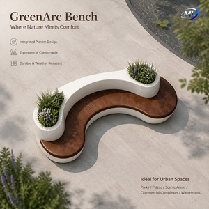 Banc-jardinière en PRV personnalisé avec sièges intégrés pour centre commercial, parc, hôtel, espace public, projet urbain - Product Image 5
