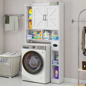 Armoire de rangement au-dessus des toilettes, armoire de rangement de ferme au-dessus des toilettes avec 2 portes de grange et support de porte-<span class=keywords><strong>papier</strong></span> hygiénique - Product Image 2