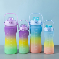 Botol Minum Motivasi 4in1 Laris Manis, Set Botol Air Motivasi 4pcs dengan Pegangan