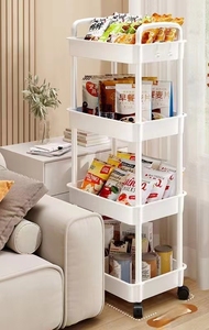 Nuevo carro piso cocina baño estante móvil de varios pisos mesita de noche dormitorio sala de estar estante de almacenamiento estante portátil móvil - Product Image 5