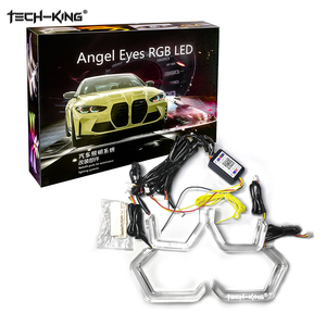 Xe RGBW đuổi theo biểu tượng <span class=keywords><strong>Led</strong></span> mắt thiên thần M4 cho E90 F30 đèn xe trang trí Acrylic 3D <span class=keywords><strong>LED</strong></span> thiên thần đánh dấu mắt điều khiển - Product Image 1