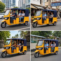 Tuk Tuk Eléctrico de 1500W con Cabina Abierta Lateral para Servicio de Taxi Urbano y Transporte de Pasajeros Turísticos