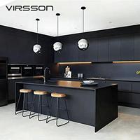 Meubles de cuisine de luxe en bois MDF et contreplaqué avec îlot central pour appartement