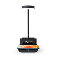 Lampe de bureau électronique intelligente réveil 15W Station de charge sans fil rapide téléphone Interface d'entrée USB montre Mobile prise américaine