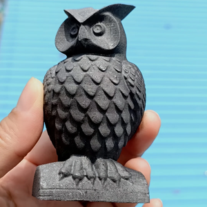 Estatuas de Búho Talladas en Shungita de Cuarzo Natural al por Mayor, Decoración de Jardín al Aire Libre, Escultura de Búho, Decoración del Hogar - Product Image 4