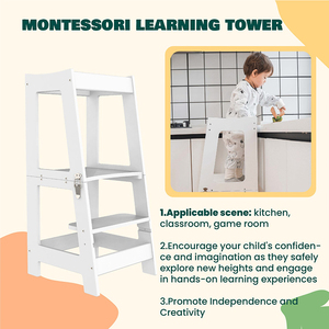 Escalera de madera, torre de observación, silla, ayudante de cocina, taburete para niños pequeños, altura ajustable, torre de aprendizaje para niños pequeños - Product Image 5