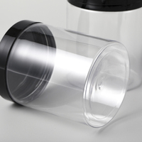 Nouveau design, pot cylindrique transparent en PET de qualité alimentaire avec couvercle à vis, pour sucre, lait, gâteaux, biscuits, aliments en conserve, 240ML/360ML/570ML/580ML