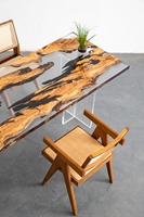 Prix d'usine du meilleur bois de noyer à haute teneur en résine époxy conception de table en bois résine époxy transparente pour le dîner table de bureau de rivière