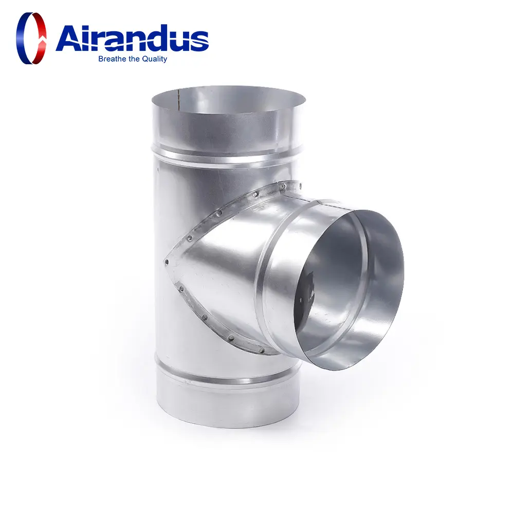 galvanized steel Duct Hose Connector for HVAC System Prevent Air Leakage Duct Splitter T Shape
