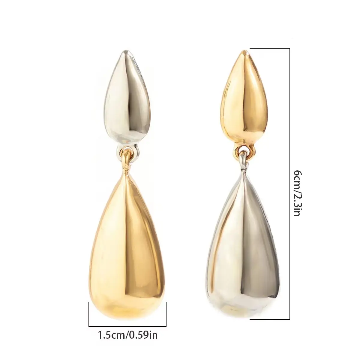 Wholesale Creative Wate Drop Design 18k Gold Silver Plated Geometric Hanging Tassel Earring Stainless Steel Statement Jewelry