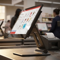 Terminal de point de vente (PDV) pliable 15,6'' Android/Windows pour café, écran tactile capacitif, kiosque de paiement, Google Play