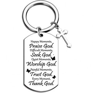 Porte-clés Croix, <span class=keywords><strong>Cadeau</strong></span> <span class=keywords><strong>de</strong></span> Baptême <span class=keywords><strong>pour</strong></span> Femmes et Hommes, Verset Biblique Chrétien, <span class=keywords><strong>Cadeau</strong></span> Religieux <span class=keywords><strong>pour</strong></span> Ami, Première Communion, Porte-clés Foi Jésus - Product Image 3
