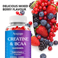 Private Label Creatine Gummies 3000mg Gemengde Bessensmaak Spiergroei Kracht Herstel Workout Pre & Post Vegan Supplement