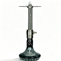 Ensemble de chicha carrée en acier inoxydable givré avec tuyau souple dans un coffret cadeau - Chicha arabe et russe Nargui Export