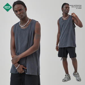 ARTIE Men's Wear ④ 2024 Primavera y verano Nuevas llegadas Hem Slit Washed Old Batik Retro Chaleco Hombres - Product Image 6