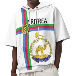 Best-selling Custom Eritrean Men's Short-sleeved Hoodie OEM Manufacture Eritrea Flag Design Clothing Explosive Models Printing