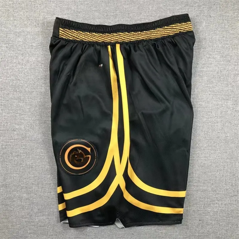 Shorts de basquete masculino bordado com costura, calça original de alta qualidade, La Laker, Chicago Bull, retrô retrô, manga curta, Nbaing