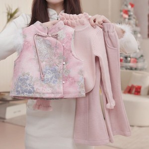 Tongxingyuan Girls Traditional Chinese Style Tang Suit Set Autumn Winter Thickened Three Piece Princess Outfit New Year Wear - Product Image 4