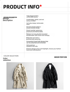 Cappotto Lungo Invernale da <span class=keywords><strong>Uomo</strong></span> Stile Inglese Vintage Decorato Sottile e Traspirante Antirughe Nuovo Modello Autunnale <span class=keywords><strong>Doppiopetto</strong></span> - Product Image 5
