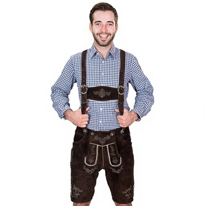 กางเกงหนังวัวแท้สำหรับผู้ชาย แบบ Lederhosen สำหรับเทศกาลอ็อกโทเบอร์เฟสต์ สไตล์บาวาเรียน เยอรมัน พร้อมสายเอี๊ยมเข้าชุด ผลิตในปากีสถาน ปี 2026 - Product Image 1