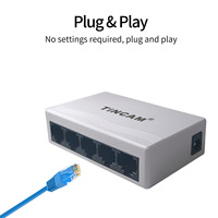 Conmutador Ethernet Gigabit TiNCAM de 5/8 Puertos 10/100/1000Mbps 1Gbps con Funciones VLAN - Conmutador de Red de Escritorio