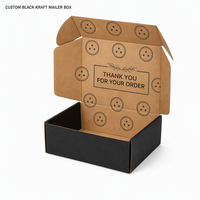 Boîte d'expédition personnalisée en kraft noir bicolore, boîte cadeau de remerciement avec impression de logo personnalisé, vente en gros, directement de l'usine, OEM