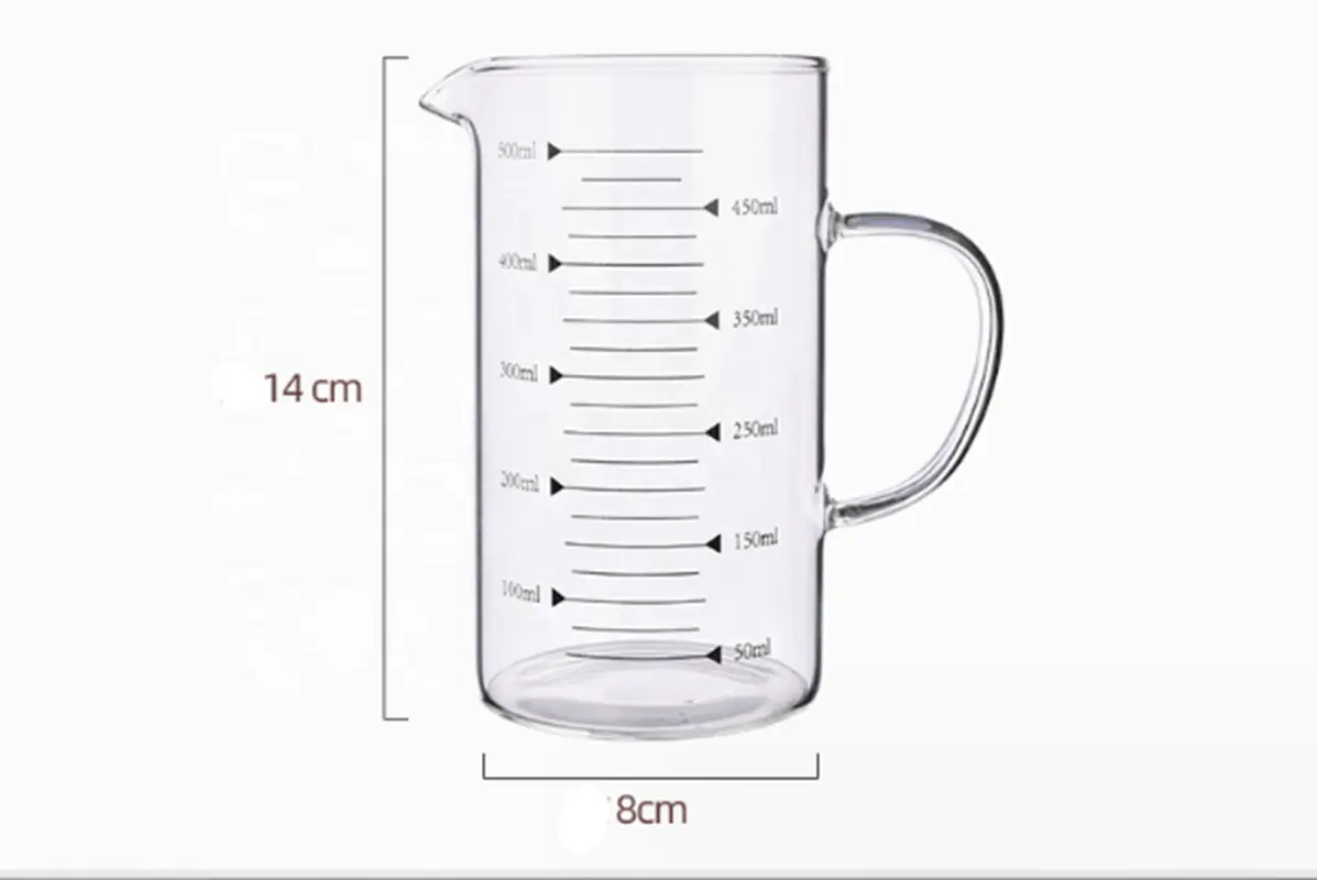 Grote Capaciteit 500Ml Multifunctionele Milieuvriendelijke Hoge Borosilicaatglas Maatbeker Graduate Cup