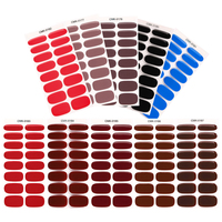 Vente en gros de bandes de vernis à ongles classiques rouges brillantes non toxiques, 16 bandes, sans HEMA, pour salon de manucure, autocollants pour ongles en gel sans UV