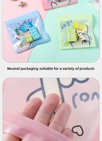 Sachets refermables à fermeture éclair avec imprimé dessin animé et fenêtre transparente, marque XS, sacs en plastique personnalisables pour bonbons, bijoux, petits cadeaux