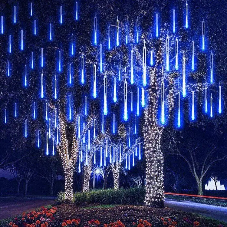Lampu LED Dekorasi Pohon Salju LED Lampu Tabung Hujan Metero LED Dekorasi Pohon Salju