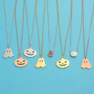 Stainless Steel All Saints' Day Pendant Necklace Halloween Waterproof Personal Pumpkin Ghost Cute Necklace