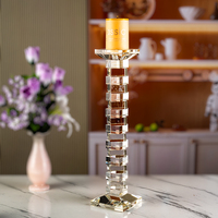 Support de bougie en cristal géométrique empilable, bloc carré, colonne, base à facettes, coupelle à bougie, décoration d'intérieur
