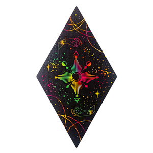 Decoraciones de pared de madera en stock, cartas de tarot de madera, forma geométrica de diamante, adecuadas para dormitorio y sala de estar, estilo bohemio. - Product Image 5